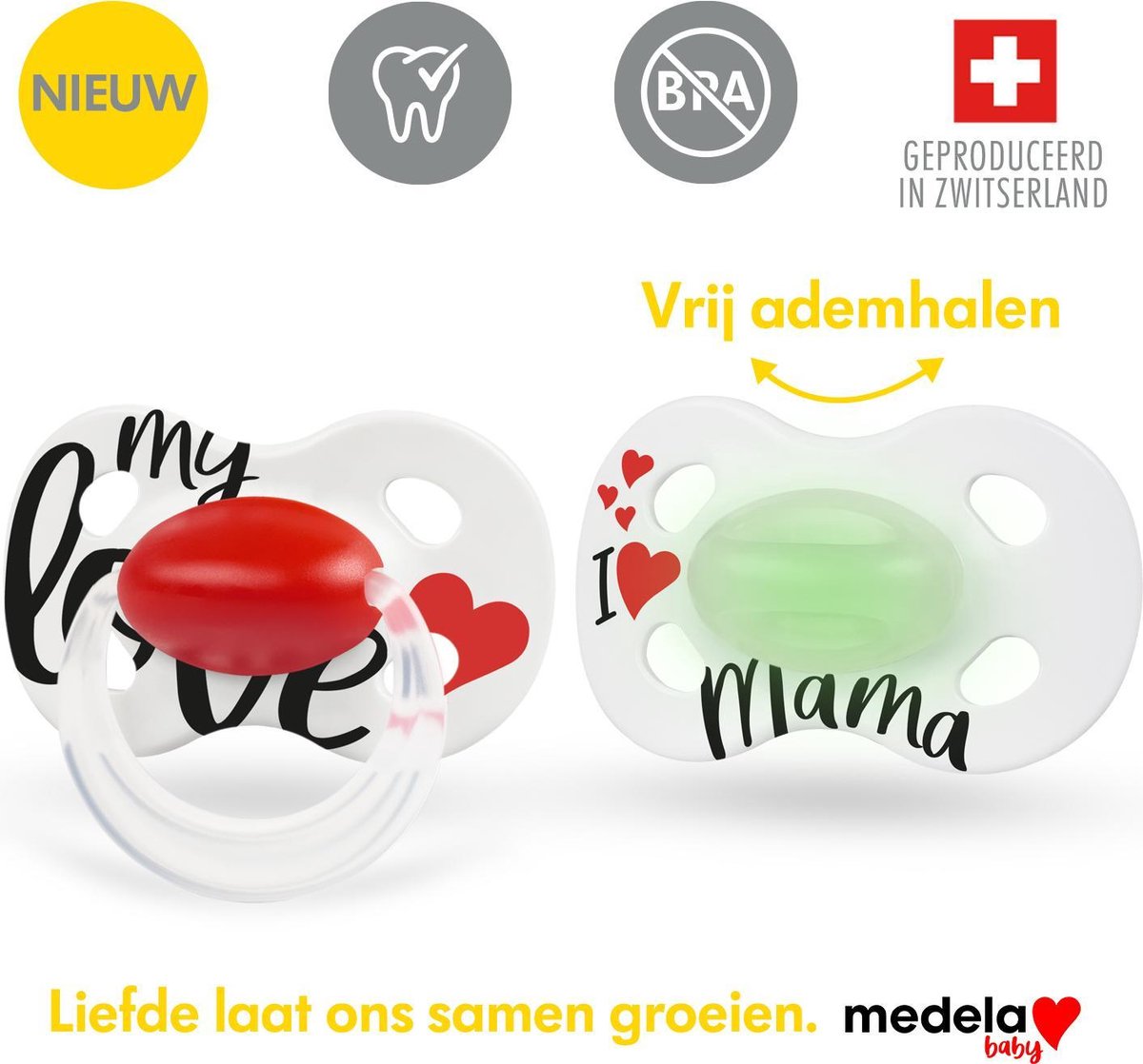 Medela Baby Fopspeen Day?ght 0-6m Signature Love/mama - Duo Stuk