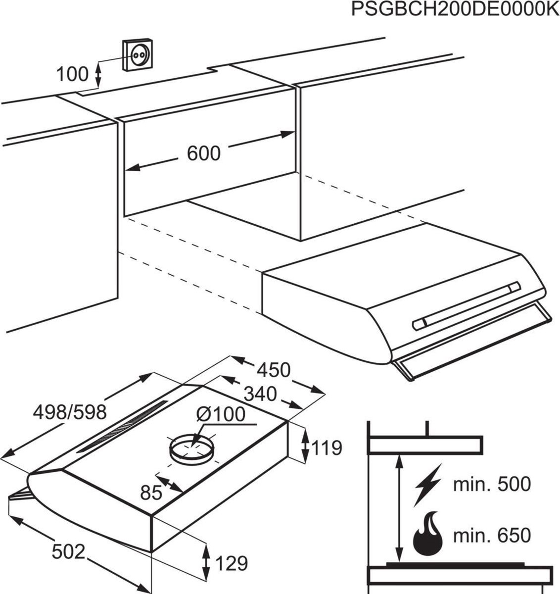 Zanussi afzuigkap ZHT611X - Silver
