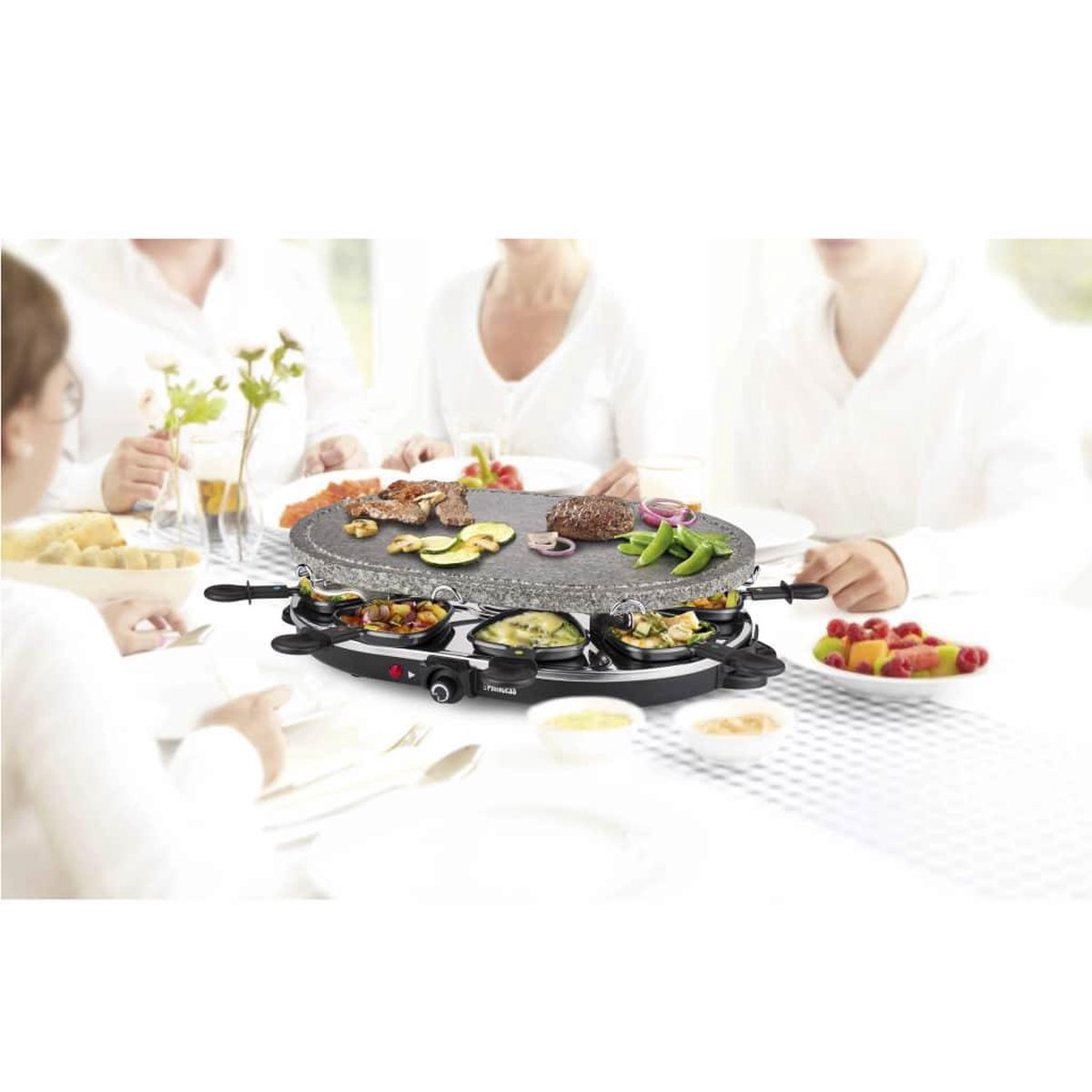 Princess gourmetset Raclette 8 Oval Stone Grill Party 162720 - Zwart
