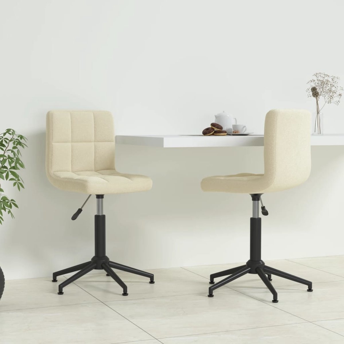 Vidaxl Eetkamerstoelen Draaibaar 2 St Fluweel Crèmekleurig