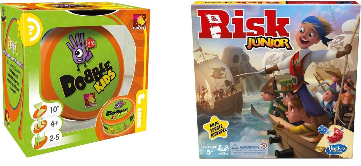 Hasbro Spellenset - Bordspel - 2 Stuks - Dobble Kids & Risk Junior