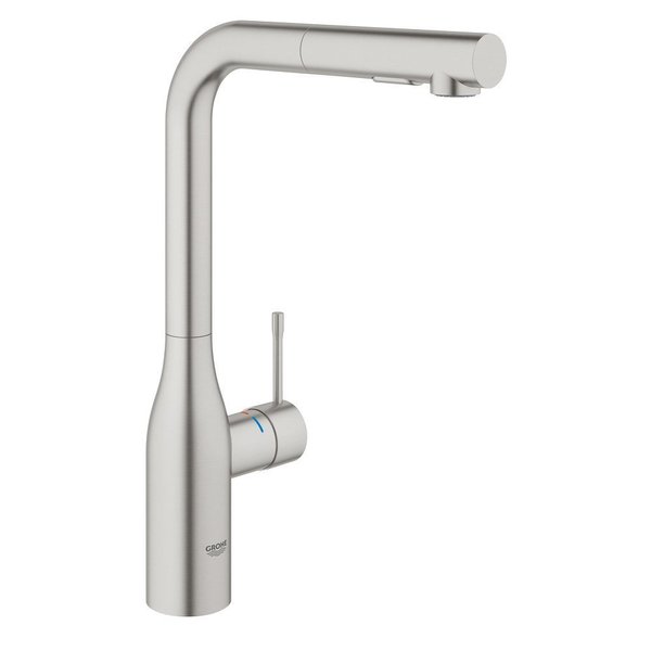 Grohe Essence New 1-gats keukenkraan m. L-uitloop m. uittrekbare dual spray Supersteel 30504DC0