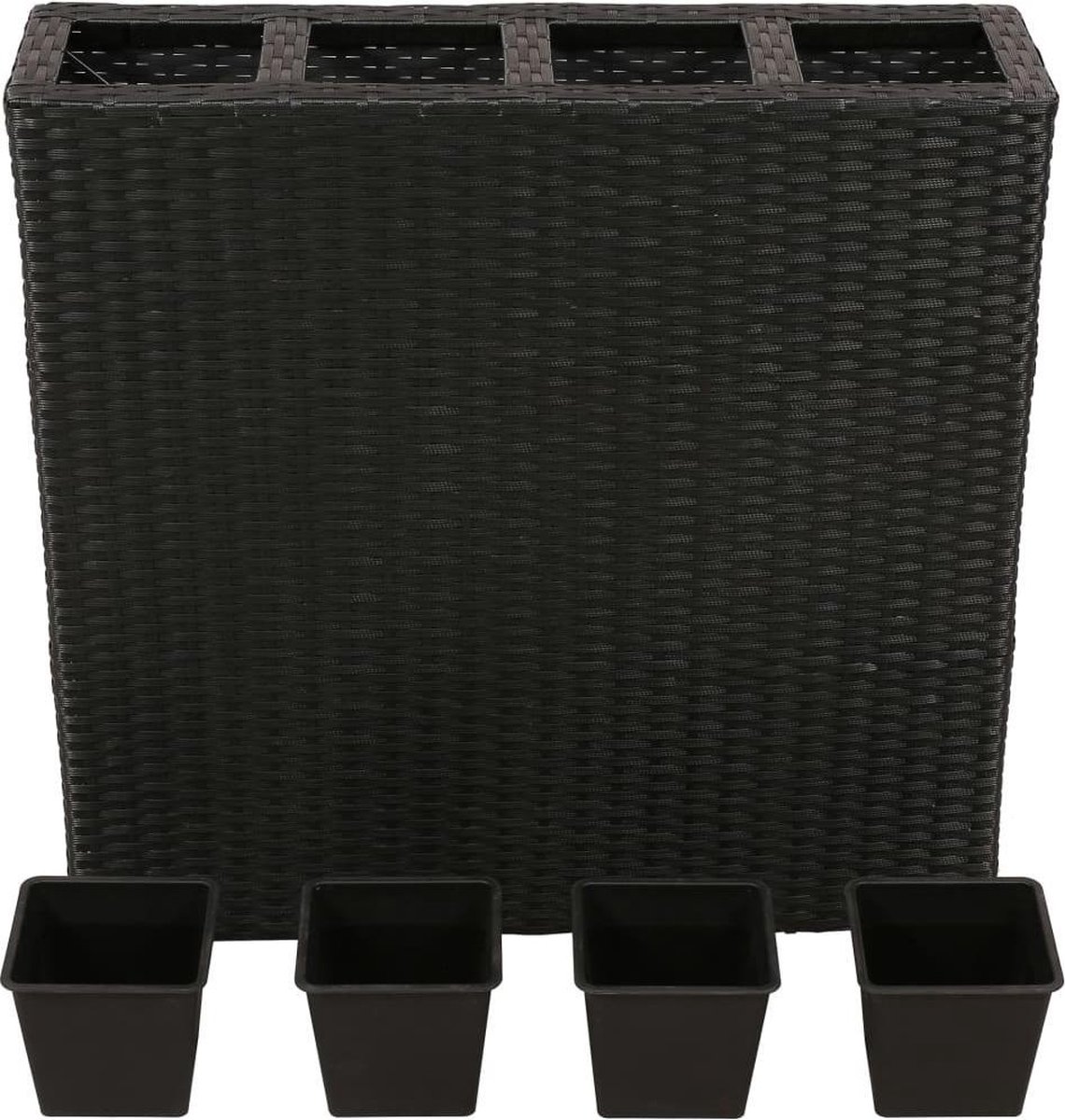 Vidaxl Plantenbak Verhoogd Met 4 Potten 2 St Poly Rattan - Negro