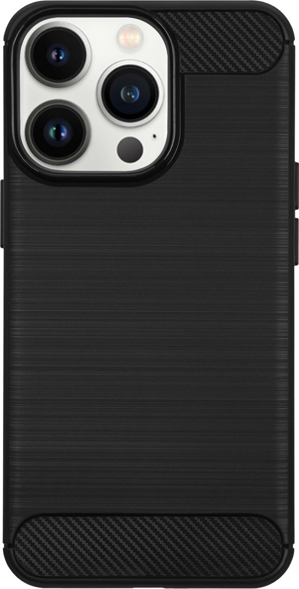 Bmax Carbon Soft Case Hoesje Voor Iphone 13 Pro Max - Black/ - Zwart