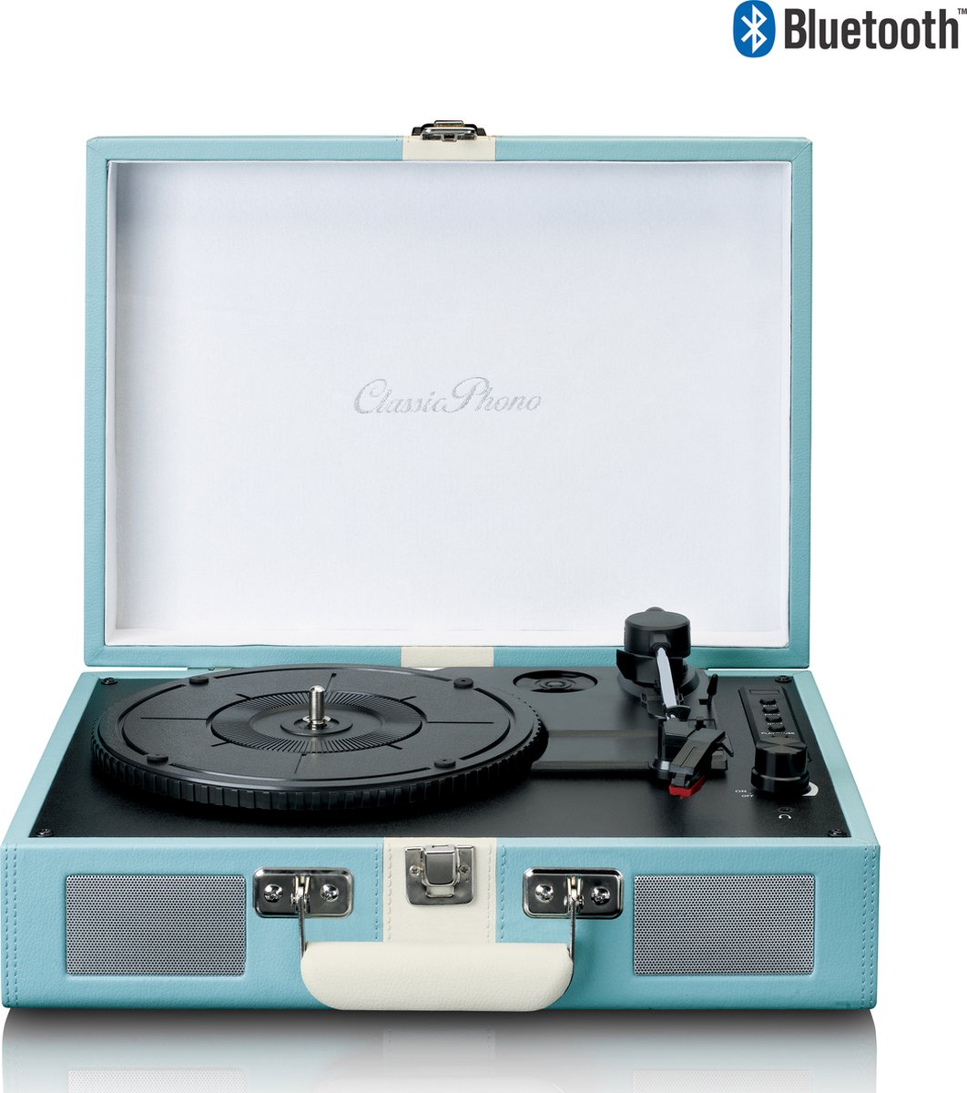 Classic Phono Tt-110buwh - Platenspeler Met Bluetooth Ontvangst En Ingebouwde Speakers -/wit - Blauw