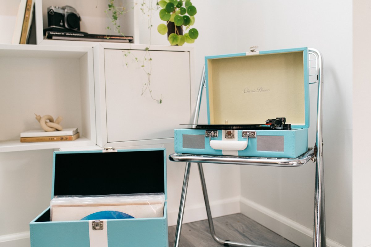 Classic Phono Tt-110buwh - Platenspeler Met Bluetooth Ontvangst En Ingebouwde Speakers -/wit - Blauw