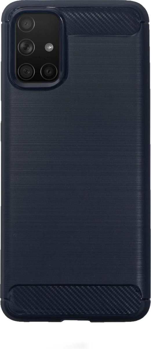 Bmax Carbon Soft Case Hoesje Voor Samsung Galaxy A71 - Blue/ - Blauw