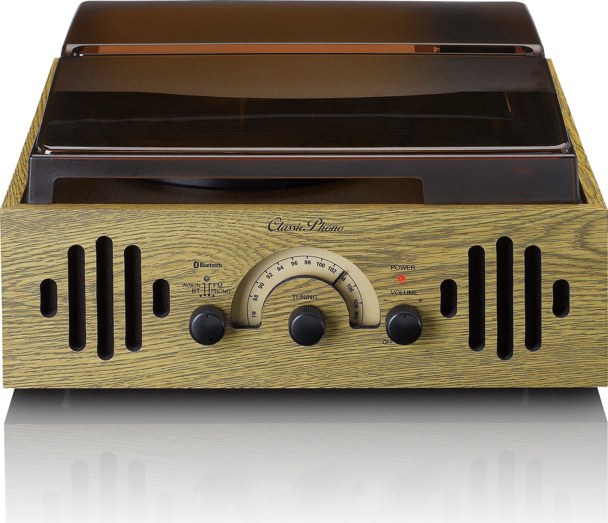 Classic Phono Tt-41ok - Retro Platenspeler Met Ingebouwde Luidsprekers - Eikenhout