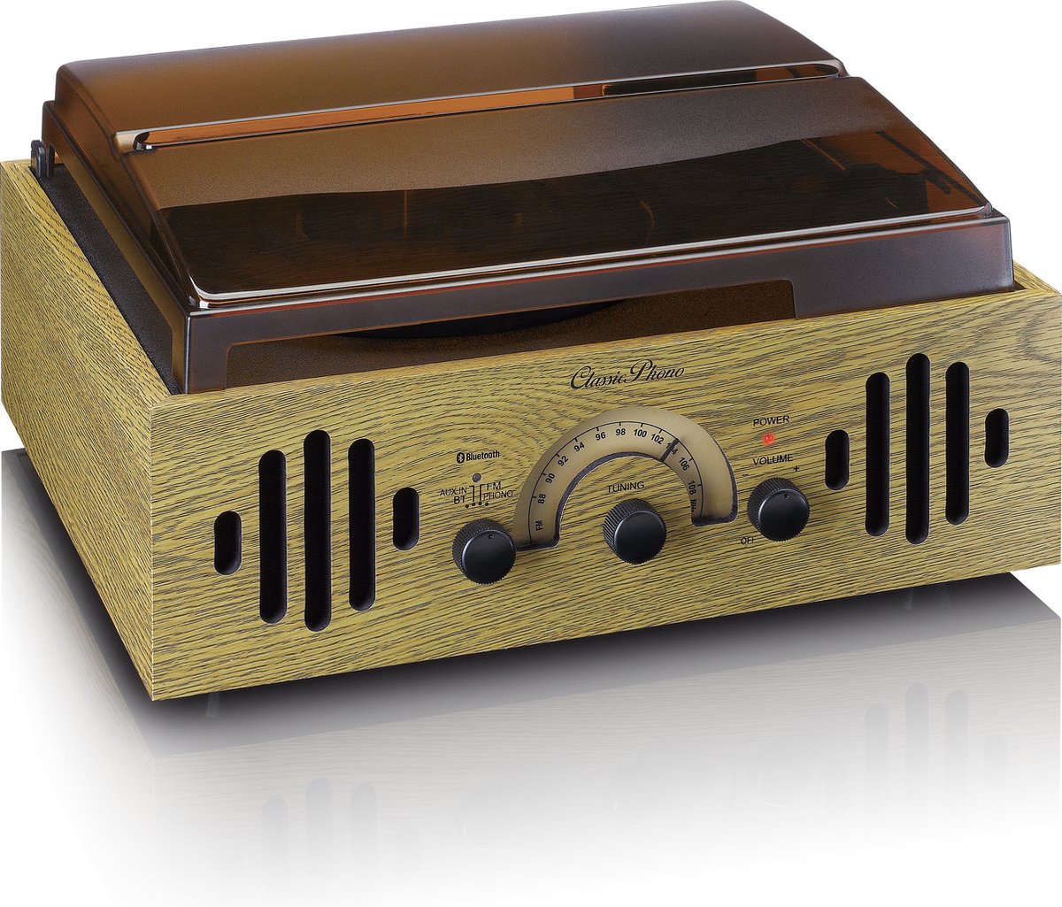 Classic Phono Tt-41ok - Retro Platenspeler Met Ingebouwde Luidsprekers - Eikenhout