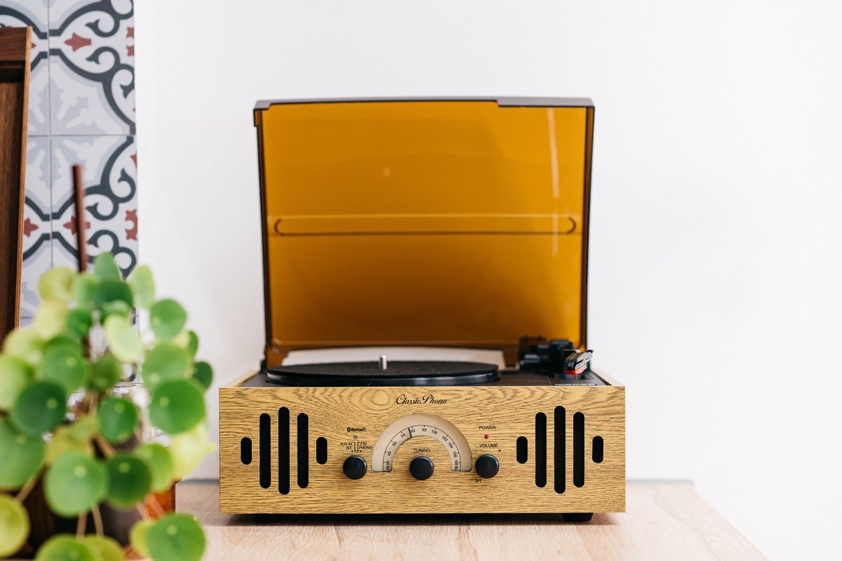 Classic Phono Tt-41ok - Retro Platenspeler Met Ingebouwde Luidsprekers - Eikenhout