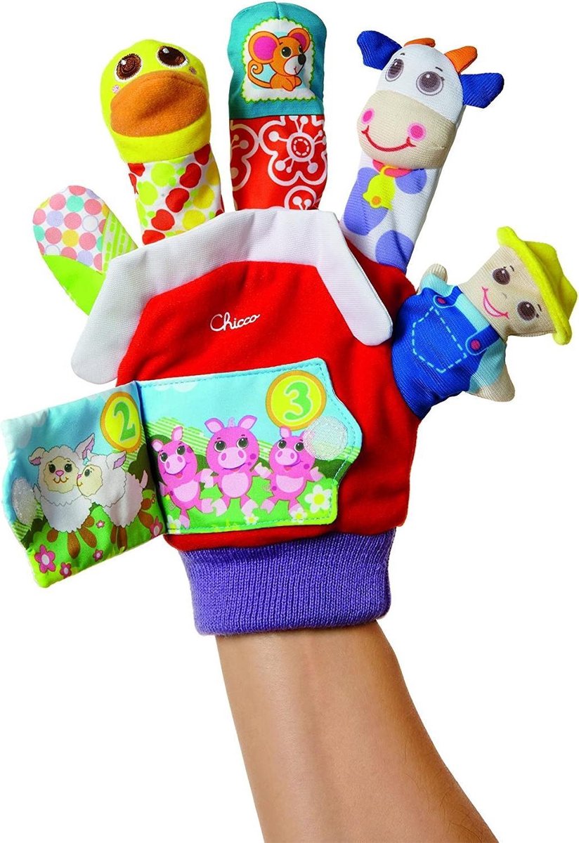 Chicco handpop boerderij junior katoen/pluche one size
