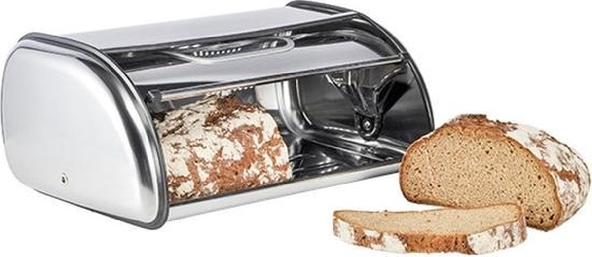 Rvs Broodtrommel 35,5 X 23 X 14,5 Cm - Keuken Accessoires - Brood Bewaren/vershouden - Broodtrommels - Silver