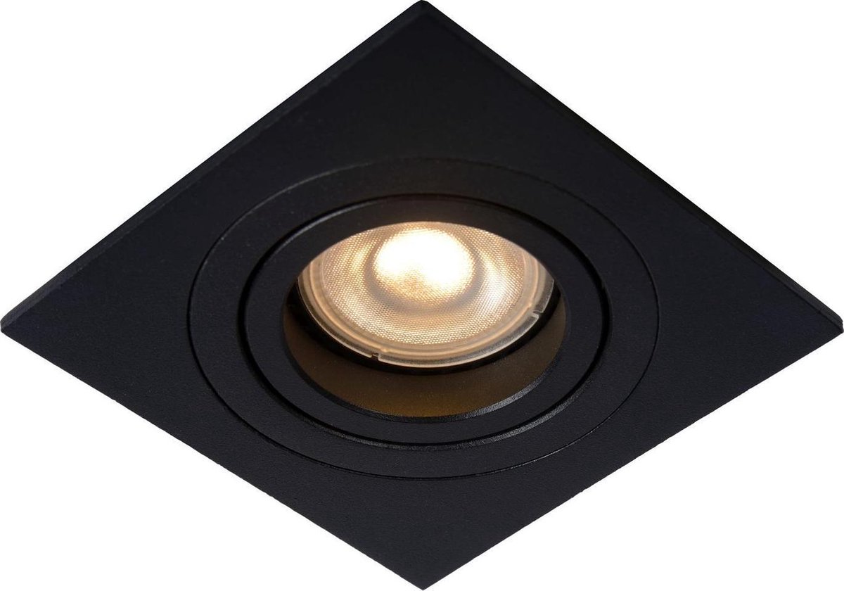 Lucide Tube Inbouwspot Gu10 Vierkant Ø9.2cm - Zwart