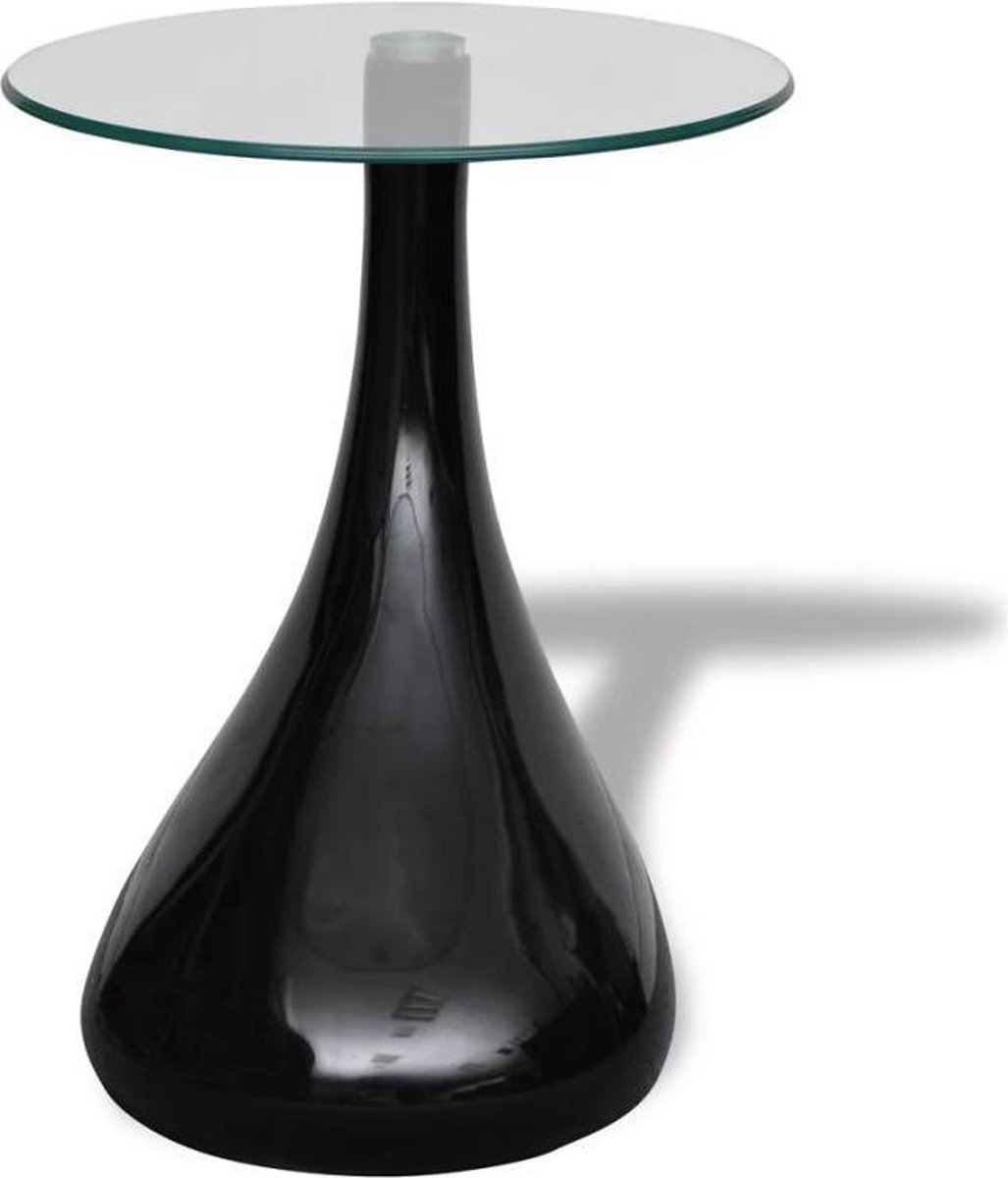 Vidaxl Salontafel Met Rond Glazen Tafelblad Hoogglans - Zwart