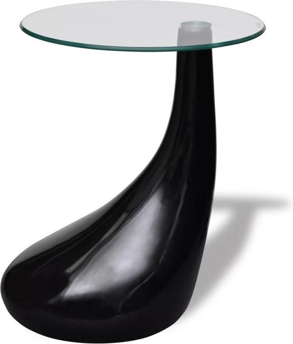 Vidaxl Salontafel Met Rond Glazen Tafelblad Hoogglans - Zwart