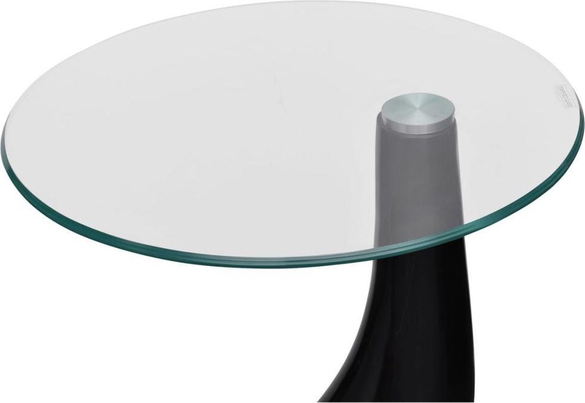 Vidaxl Salontafel Met Rond Glazen Tafelblad Hoogglans - Zwart