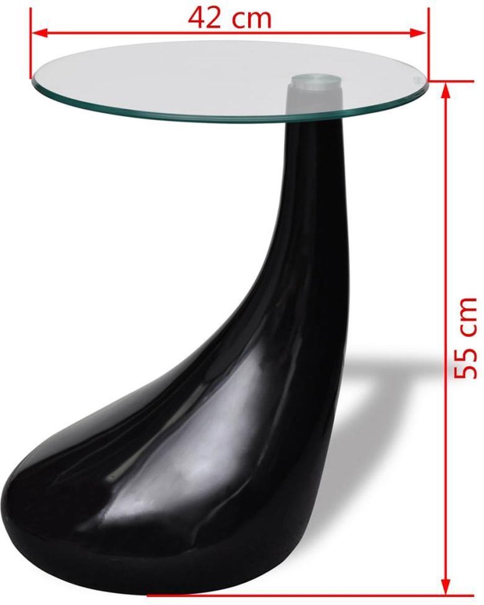 Vidaxl Salontafel Met Rond Glazen Tafelblad Hoogglans - Zwart
