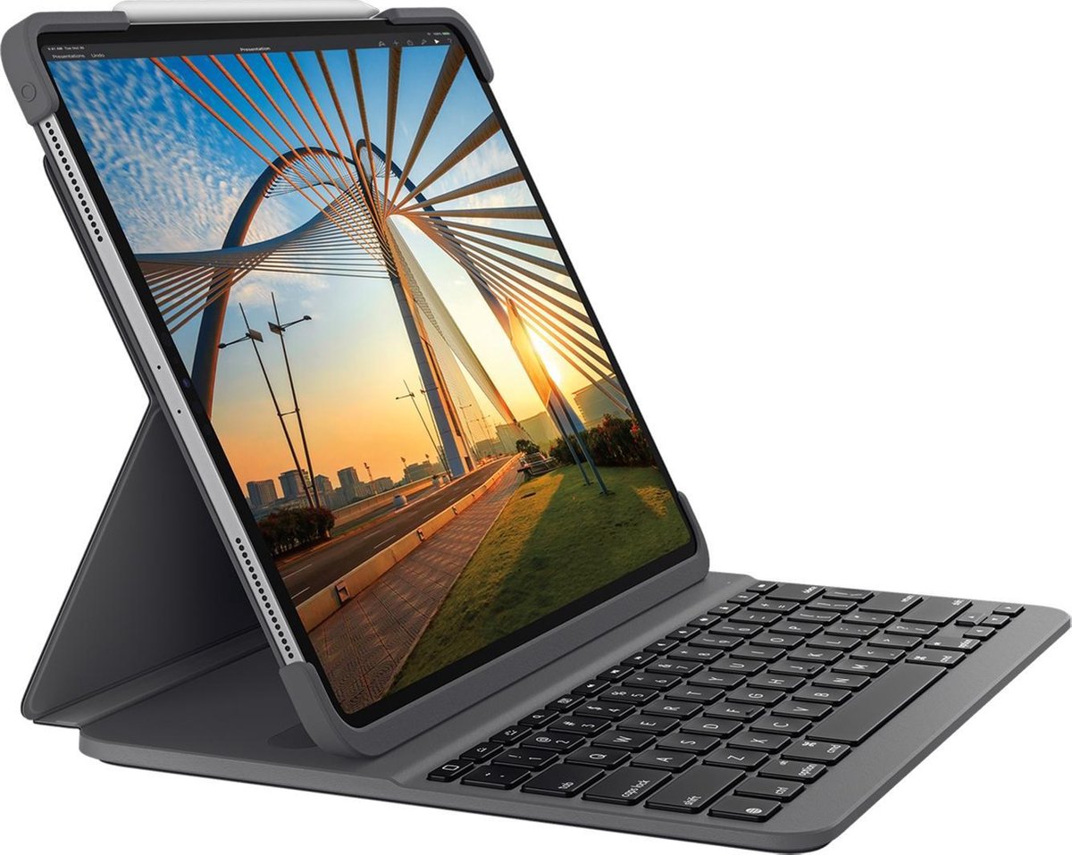 Logitech Slim Folio Pro Apple iPad Pro 12,9 inch (2018) Toetsenbord Hoes QWERTY - Grijs