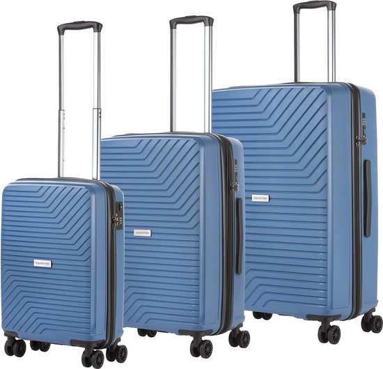 Carry On Carryon Transport Kofferset -Trolleyset Met Okoban - Ykk - Usb - - Blauw