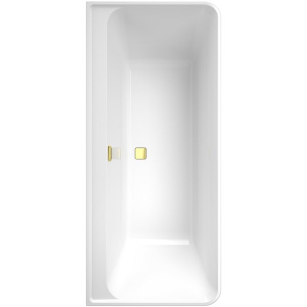 Villeroy & Boch Collaro kunststof inbouw duobad acryl back to wall 180x80x47cm z. poten gold/wit alpine