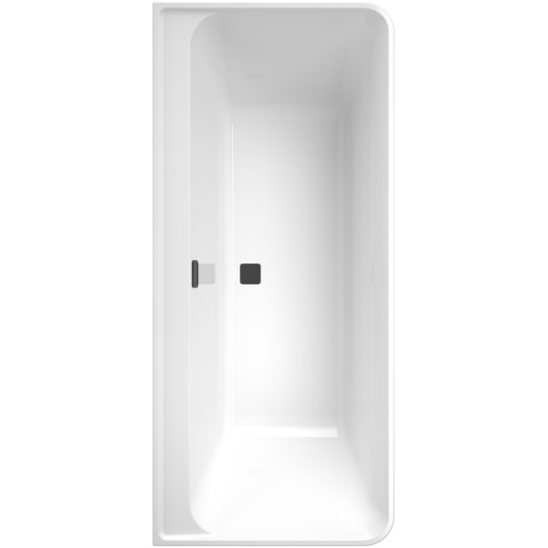 Villeroy & Boch Collaro inbouw duobad acryl back to wall 180x80x47cm zonder poten, mat zwart/alpine wit