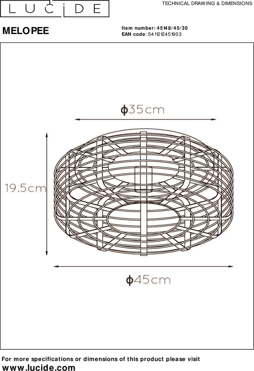 Lucide Melopee Plafonnière - Zwart