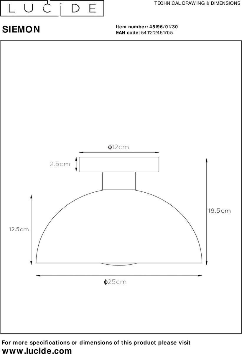 Lucide Siemon Plafonnière - Zwart