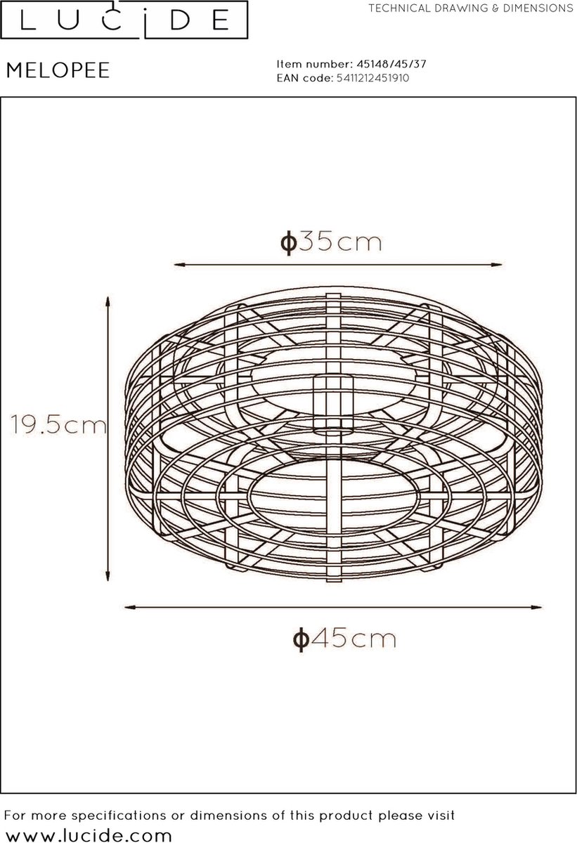 Lucide Melopee Plafonnière - Turquoise - Blauw