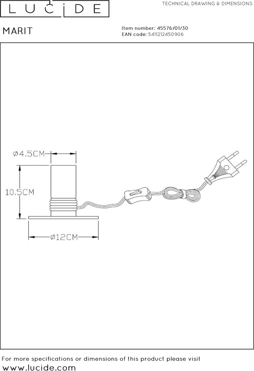 Lucide Marit Tafellamp E27 40w - Zwart