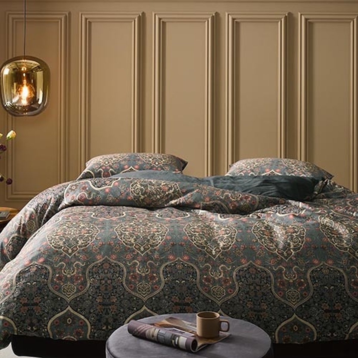 Essenza Giulia Laurel green dekbedovertrek - Groen