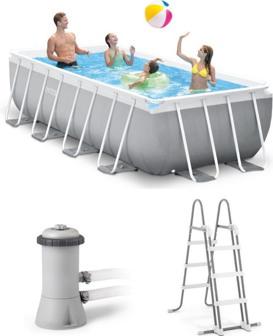 Intex Opzetzwembad Met Pomp En Ladder Prism Frame 400 X 200 X 100 Cm - Grijs