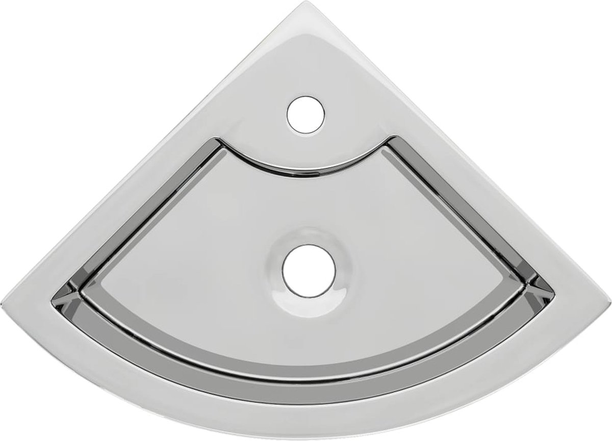 Vidaxl Wastafel Met Overloop 45x32x12,5 Cm Keramiek Zilverkleurig - Silver