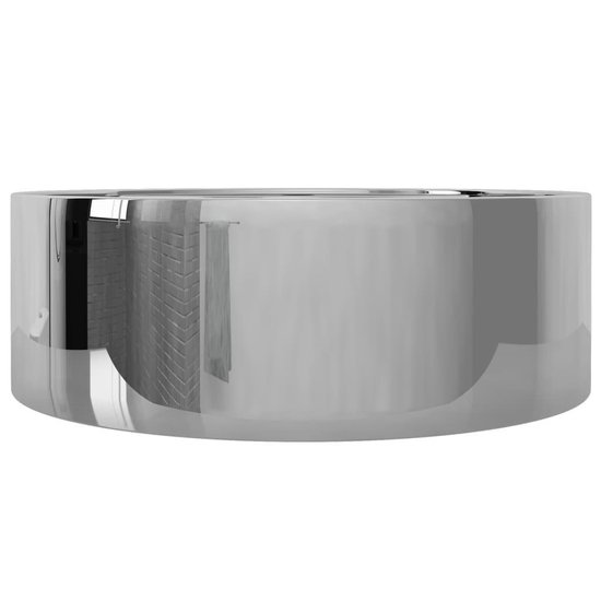 Vidaxl Wastafel Met Overloop 46,5x15,5 Cm Keramiek Zilverkleurig - Silver