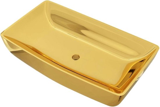 Vidaxl Wastafel 71x38x13,5 Cm Keramiekkleurig - Goud