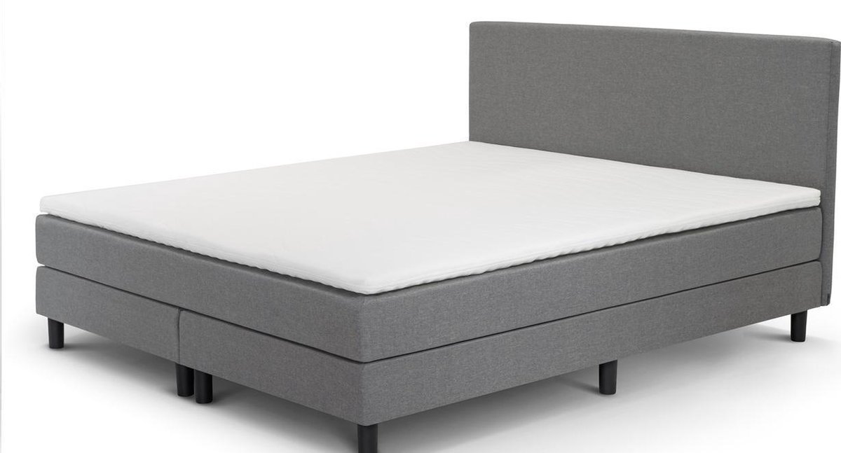 Boxspring Cisano Vlak Met Gestoffeerd Matras - 140 x 200 cm - licht - Grijs