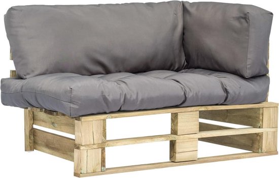 Vidaxl Tuinbank Met Grijze Kussens Pallet Grenenhout - Gris