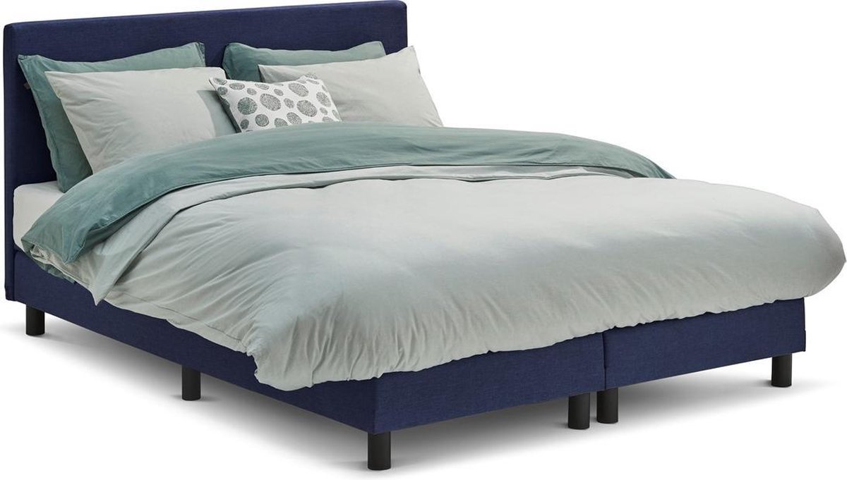 Boxspring Cisano Vlak Met Easy Pocket Matras - 140 x 200 cm - Blauw