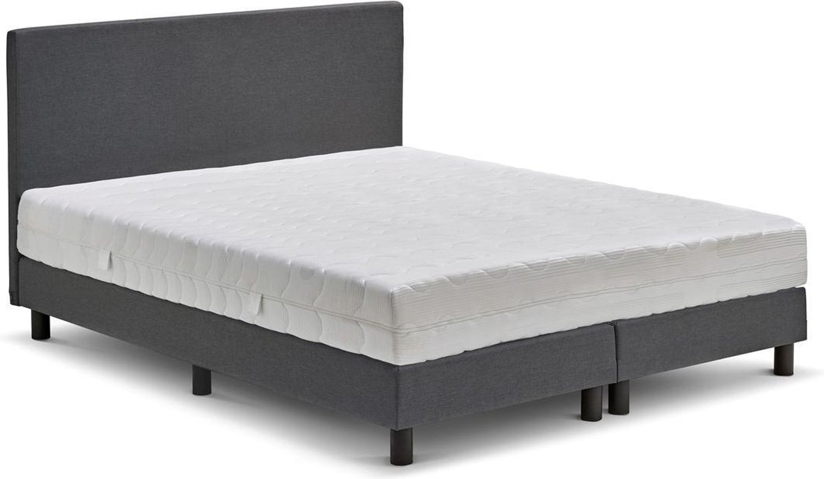 Boxspring Cisano Vlak Met Silver Pocket Deluxe Foam Matras - 120 x 200 cm - donker - Grijs