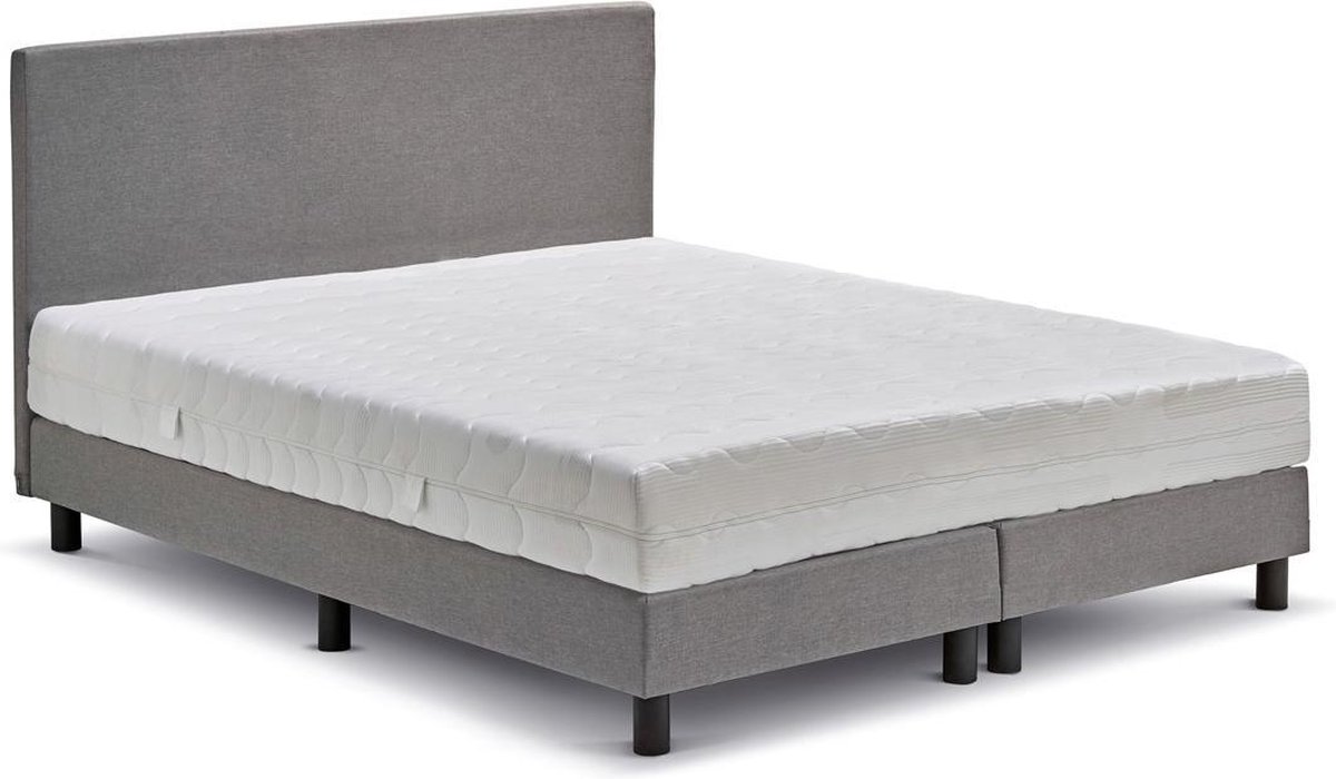 Boxspring Cisano Vlak Met Silver Pocket Deluxe Foam Matras - 120 x 200 cm - licht - Grijs