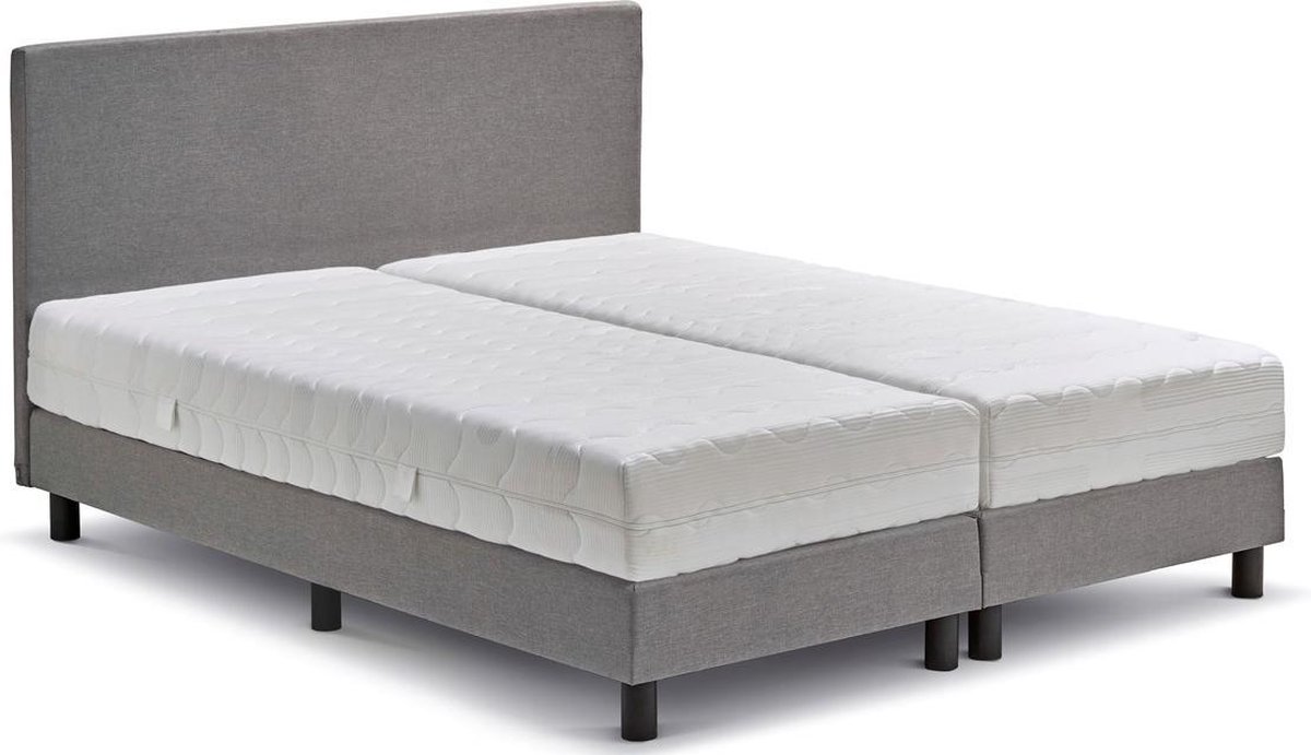 Boxspring Cisano Vlak Met Silver Pocket Deluxe Foam Matras - 160 x 200 cm - licht - Grijs