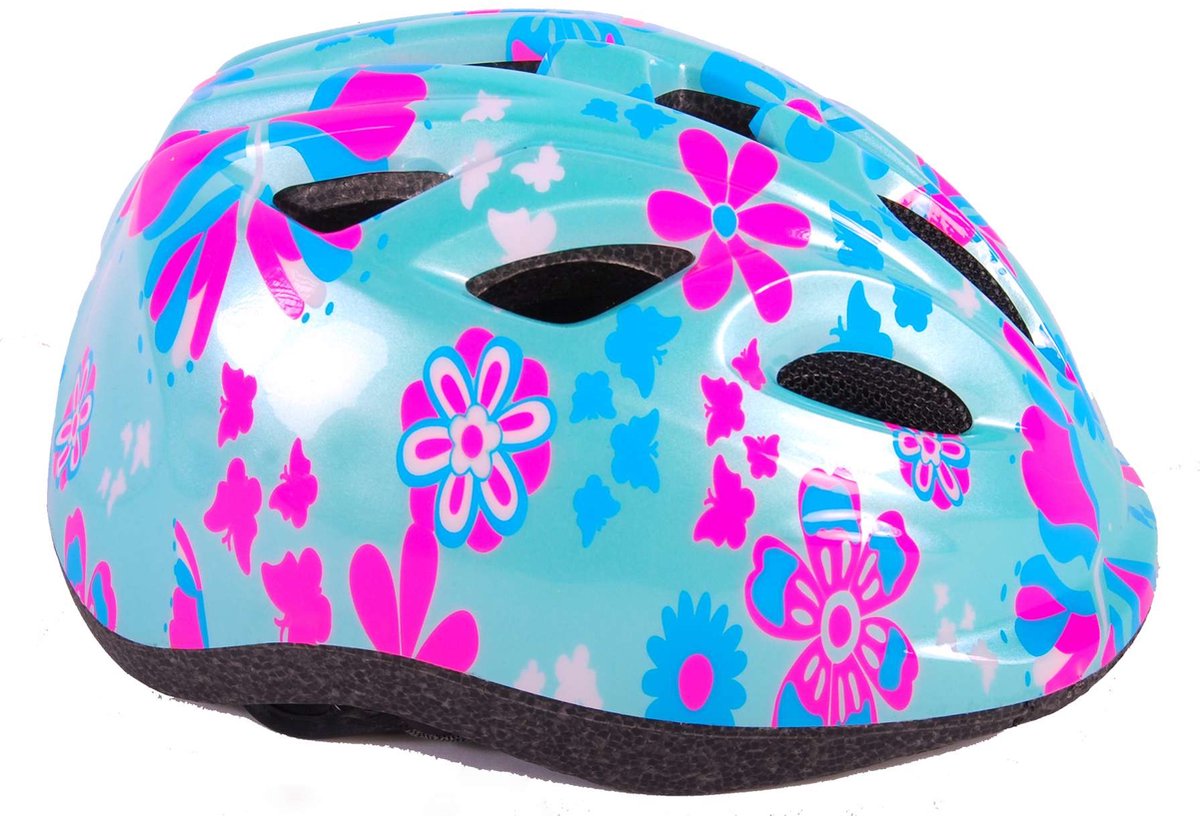 Volare Kinderhelm Bloemetjes 47-51 Cm/roze - Blauw
