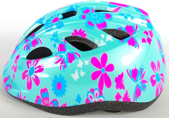 Volare Kinderhelm Bloemetjes 47-51 Cm/roze - Blauw