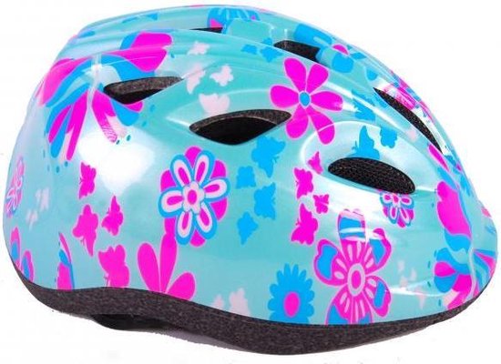 Volare Kinderhelm Bloemetjes 47-51 Cm/roze - Blauw