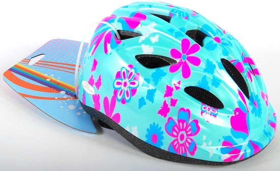 Volare Kinderhelm Bloemetjes 47-51 Cm/roze - Blauw