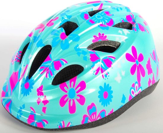 Volare Kinderhelm Bloemetjes 47-51 Cm/roze - Blauw