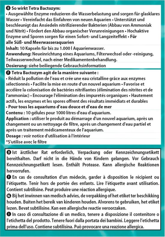 Tetra Aqua Bactozym 10 Capsules