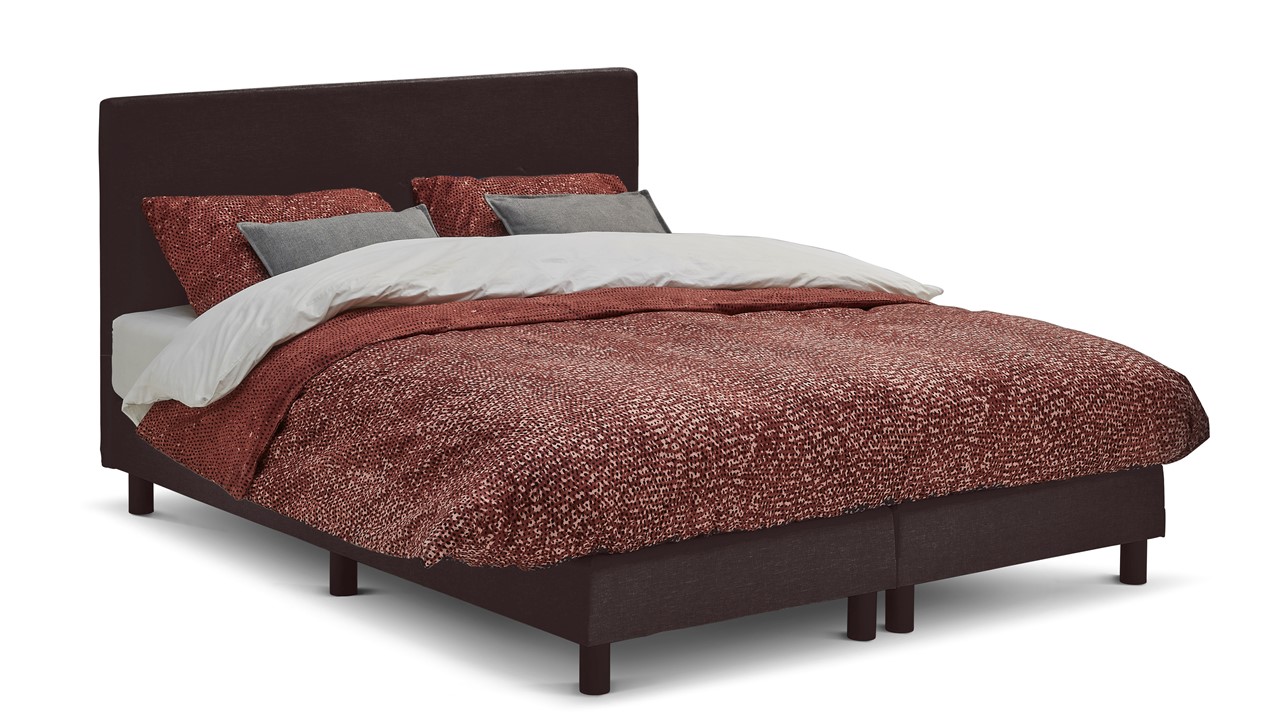 Boxspring Invito Vlak Met Bridge Matras - 180 x 200 cm - donkergrijs