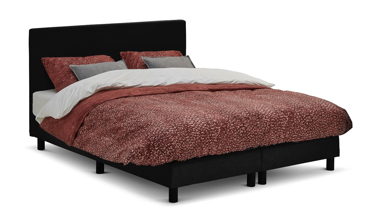 Boxspring Invito Vlak Met Bridge Matras - 120 x 200 cm - Zwart