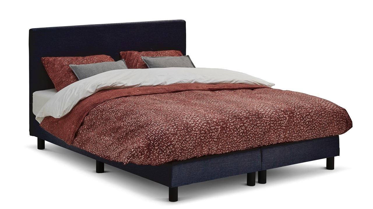 Boxspring Invito Vlak Met Bridge Matras - 140 x 210 cm - Blauw