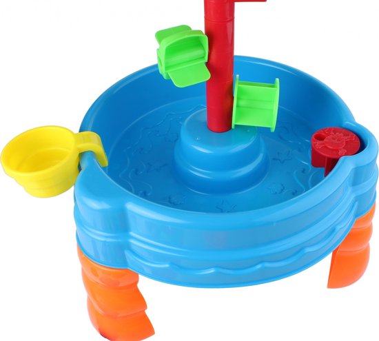 Eddy Toys Zand- En Watertafel - Met Bakje, Harkje, Schepje, Gieter En 5 Vormpjes - Ø 38 Cm - 58,5 Cm Hoog - Rood